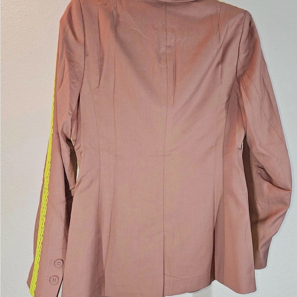 Wildfang Blush Pink Blazer with Neon Yellow Trim - Picture 3 of 5